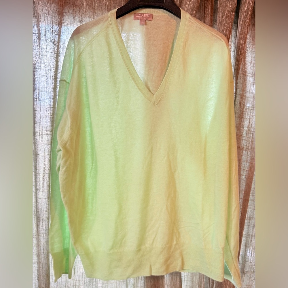 J. Crew Cashmere feather weight celery Green sweater